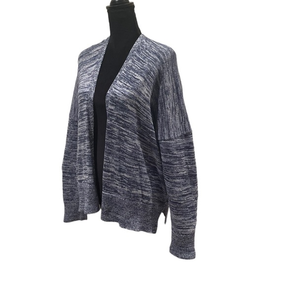 GAP long sleeve open front knit blue & white cotton blend cardigan extra large - Picture 2 of 8